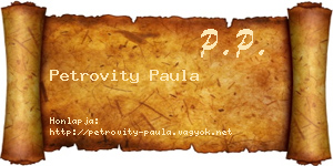 Petrovity Paula névjegykártya